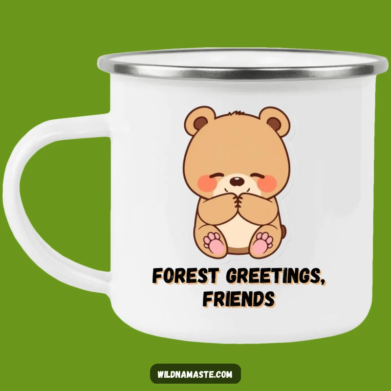 Funny Bear Cub Bowing Camping Mug: Enjoy Your Brew with a Polite Greeting